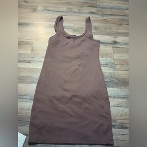 Zara tan mauve mini tank top dress/ body con/ button